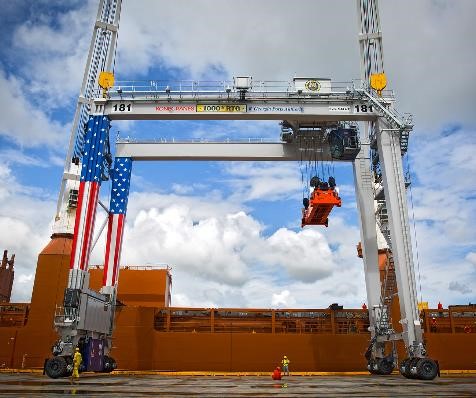 Konecranes’ 1,000th rubber-tired gantry (RTG) crane was painted with a special U.S. flag design to mark the occasion.